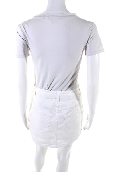 Rebecca Minkoff Womens Denim Button Up High Rise Mini Jean Skirt White Size 27