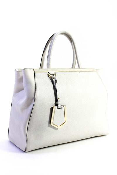 Fendi Womens Leather 3jours Two Way Strap Large Ivory Structured Satchel Bag Han