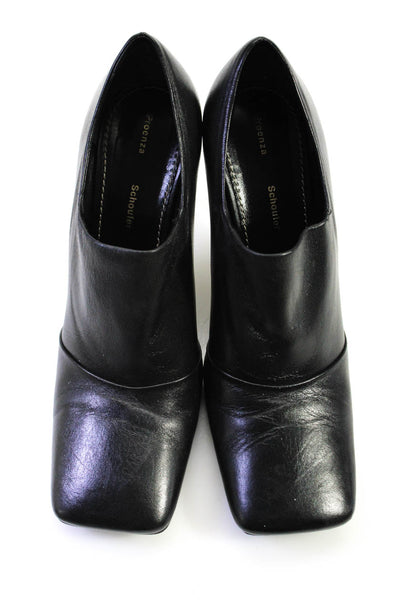 Proenza Schouler Womens Leather Square Toe Spool Heel Booties Black Size 7.5US