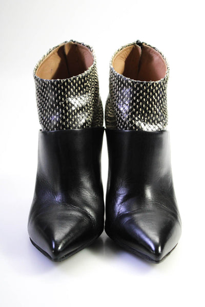 Maison Margiela Womens Leather Snake Print Layered Ankle Boots Black Size 7.5US