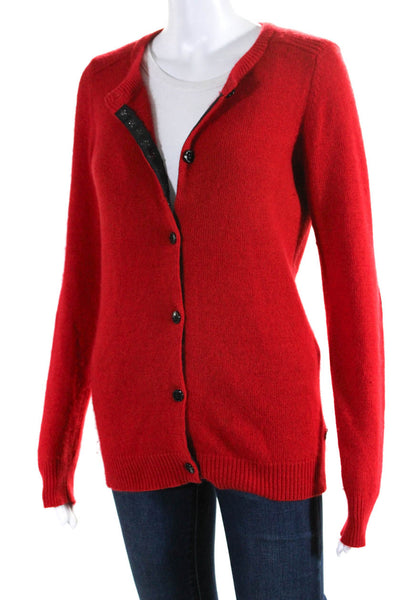 Maison Scotch Womens Buttoned Round Neck Long Sleeve Cardigan Red Size 1