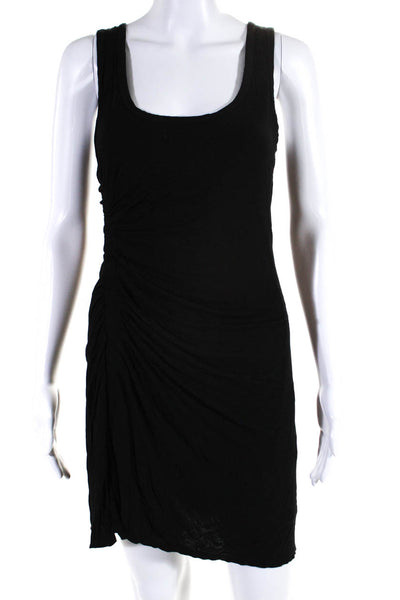 A.L.C. Womens Sleeveless Side Ruched Round Neck Tank Dress Black Size S