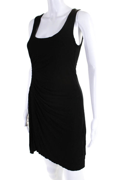 A.L.C. Womens Sleeveless Side Ruched Round Neck Tank Dress Black Size S