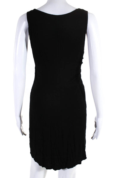 A.L.C. Womens Sleeveless Side Ruched Round Neck Tank Dress Black Size S