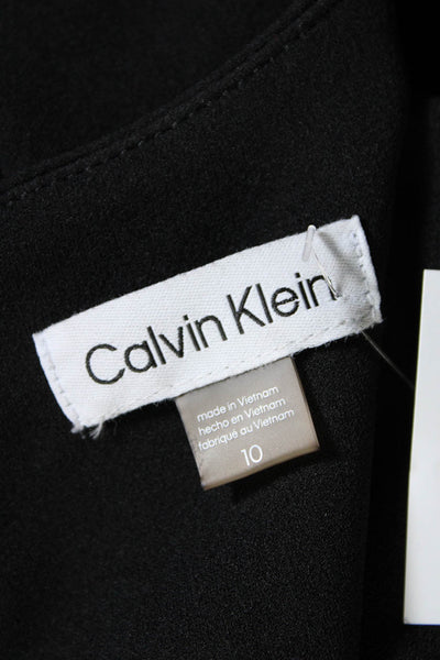 Calvin Klein Womens Bow Tied Draped Sleeveless Zipped A-Line Dress Black Size 10