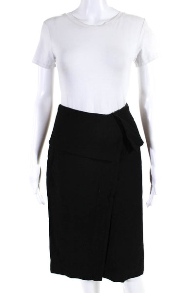 MM. La Fleur Womens Folded Waist Zipped Layered Midi Straight Skirt Black Size 6