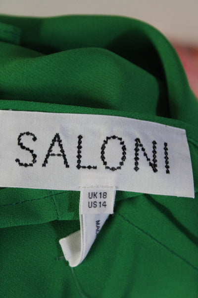 Saloni Womens Spaghetti Strap Scoop Neck Cami Blouse Green Size 14