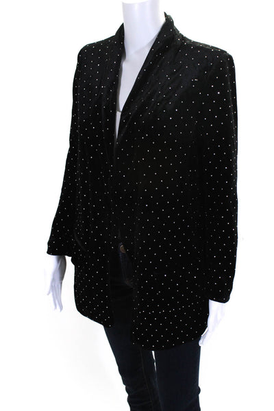 Nevada Love Women's Long Sleeves Rhinestone Lined Open Front Blazer Black Size S