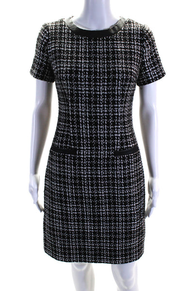 Karl Lagerfeld Womens Black Printed Crew Neck Short Sleeve Shift Dress Size 2