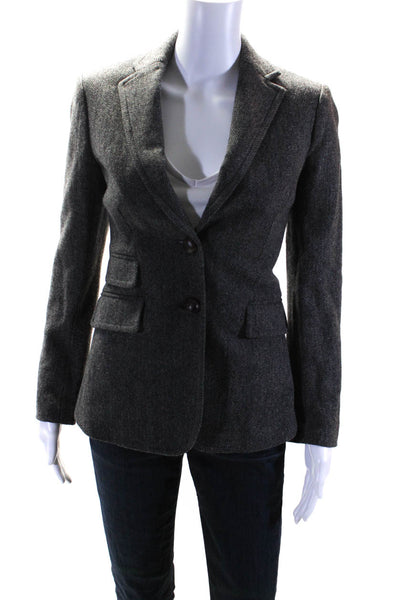 J Crew Womens Gray Herringbone Two Button Long Sleeve Hacking Blazer Size 2