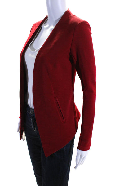 BCBGeneration Womens Bright Red Textured Open Front Long Sleeve Blazer Size XXS