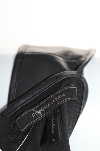 BCBGMAXAZRIA Women's V-Neck Sleeveless Faux Leather Cropped Top Black Size S
