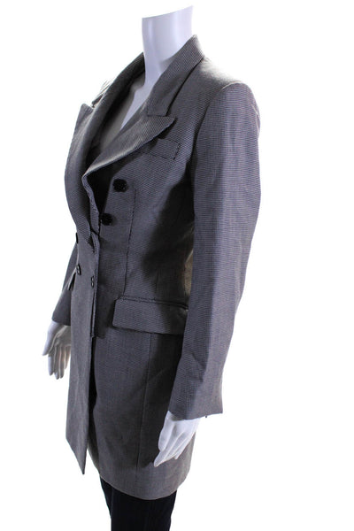 Stella McCartney Womens Houndstooth Buttoned Wrap Overcoat Black White Size 40