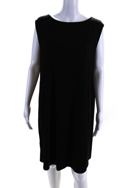 Eileen Fisher Womens Round Neck Sleeveless Pullover A-Line Dress Black Size M