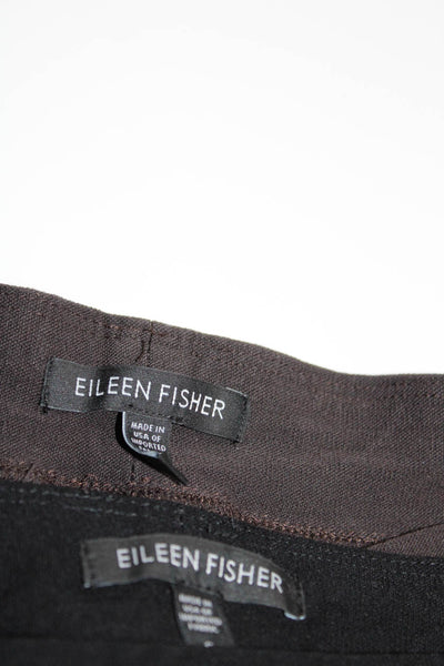 Eileen Fisher Womens Elastic Waist Straight Slip-On Pants Brown Size S Lot 2