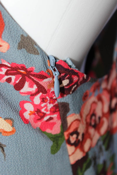 Emilia Wickstead Womens Floral Print Sleeveless Maxi Dress Blue Size 4