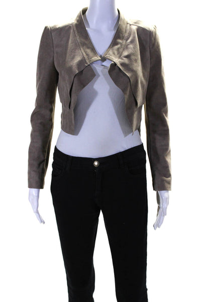 BCBG Max Azria Womens Norton Cropped Jacket Khaki Beige Size Extra Small