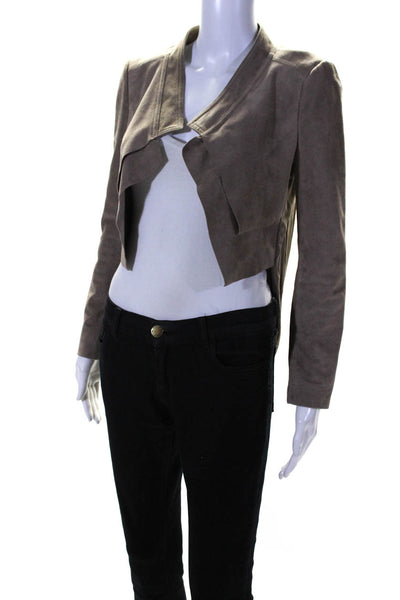 BCBG Max Azria Womens Norton Cropped Jacket Khaki Beige Size Extra Small