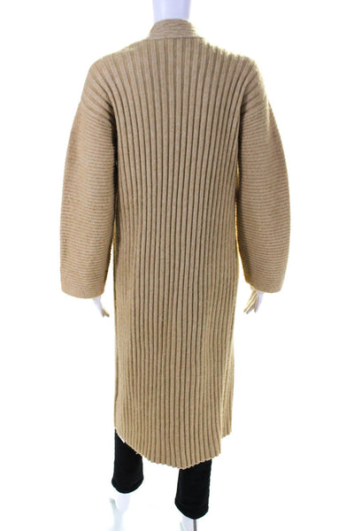 Toccin Womens Ribbed Long Sleeves Duster Sweater Beige Size Extra Small