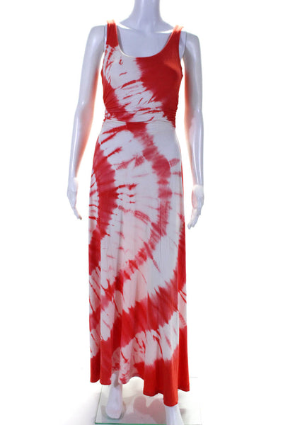 Boston Proper Womens Tie Dye Print Maxi Dress Red White Size Extra Small