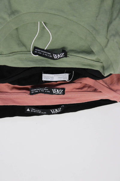 Zara Womens Bandeau Crop Top Tee Shirt Black Green Coral Small Medium Lot 4