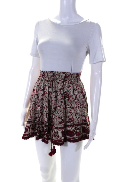 Beachgold Womens Floral Paisley Crop Top Mini Skirt Set Red Ivory Size XS