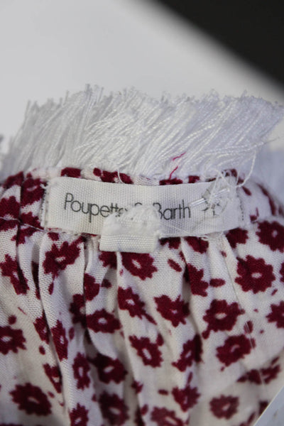 Poupette St. Barth Womens Fringe Floral Drop Waist Dress Red White Size 1