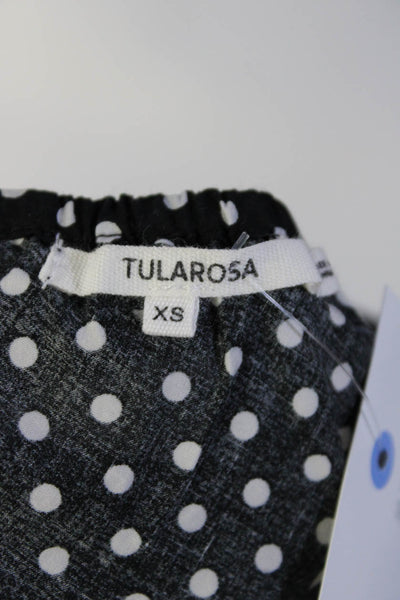 Tularosa Womens One Shoulder Smocked Polka Dot Long Sleeve Mini Dress Black XS