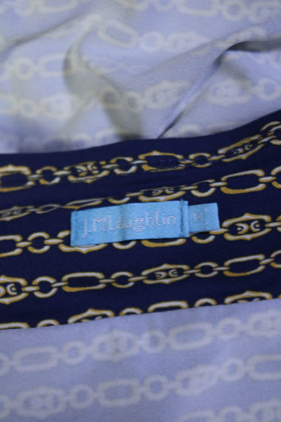 J. Mclaughlin Women Chain Link Print Layered Skirt Blue Gold Size Medium