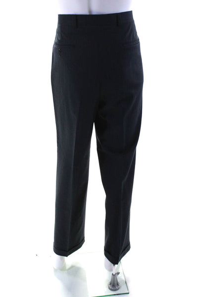 Hart Schaffner Marx Mens Dark Blue Wool Striped Blazer Pants Suit Set Size 40