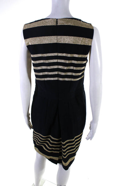 BASLER Womens Cotton Metallic Striped Print Midi Pencil Dress Black Size 40