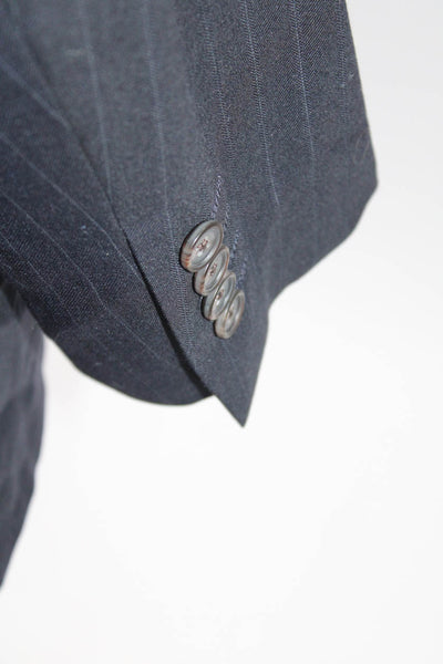Ralph Ralph Lauren Mens Wool Pinstripe Print Three Button Blazer Blue Size 44 L