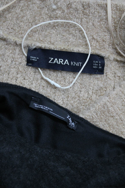 Zara Women's Round Neck Long Sleeves Cropped Sweater Black Size S Lot 2