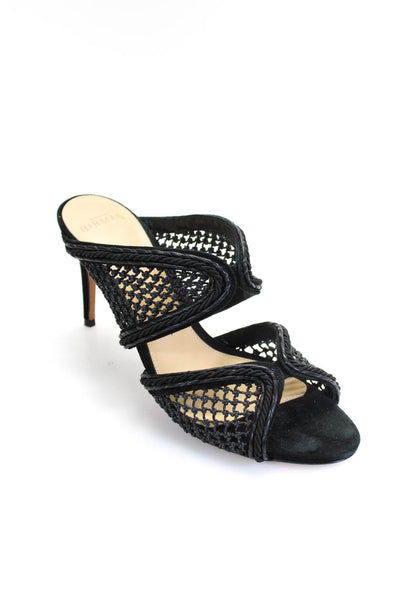 Alexandre Birman Womens Woven Leather Double Strap High Heels Black Size 39 9
