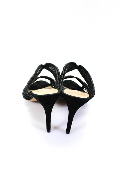 Alexandre Birman Womens Woven Leather Double Strap High Heels Black Size 39 9