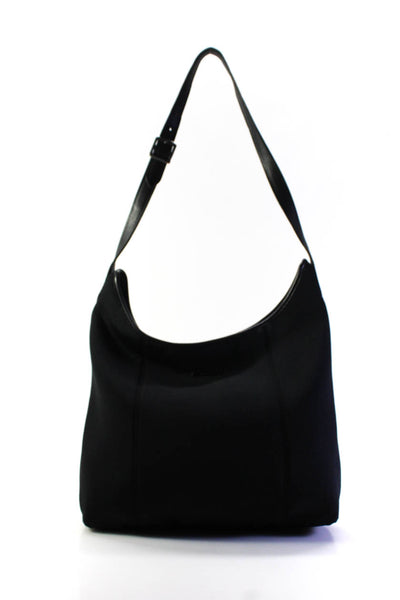 Coach Womens Solid Black Leather Trim Zip Hobo Shoulder Bag Handbag