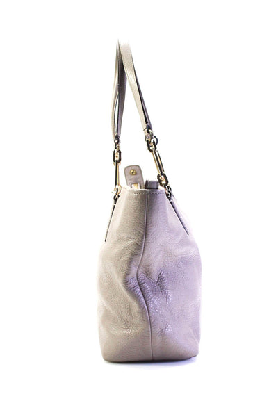 Coach Womens Light Gray Leather Zip Shoulder Bag Handbag