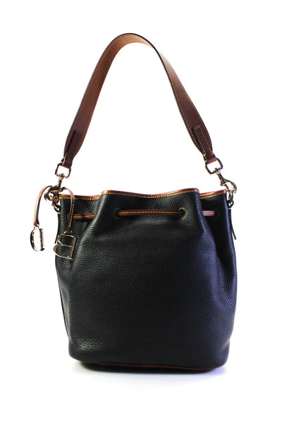 Dooney & Bourke Womens Black/Brown Leather Tie Shoulder Bag Handbag
