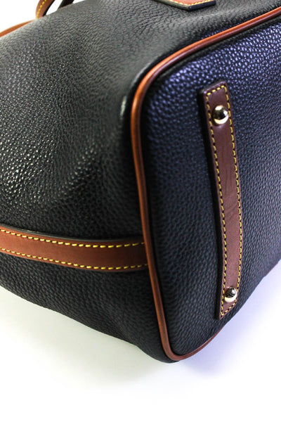 Dooney & Bourke Womens Black/Brown Leather Tie Shoulder Bag Handbag