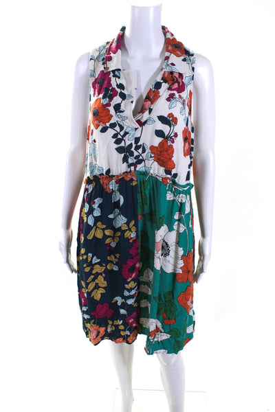 Anthropologie Womens Sleeveless V Neck Floral Shift Dress Multicolor Size 14