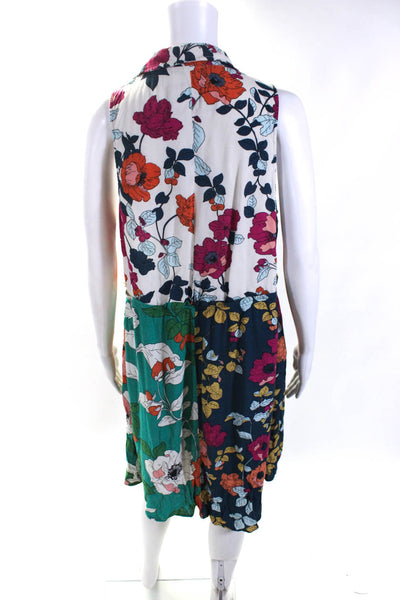 Anthropologie Womens Sleeveless V Neck Floral Shift Dress Multicolor Size 14