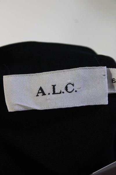 ALC Womens Sleeveless V Neck Front Zip Layered Shift Dress Black Size 6