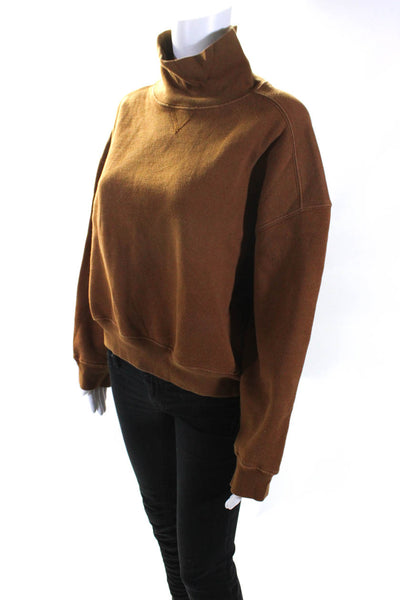 Donni Women's Turtleneck Long Sleeves Pullover Sweatshirt Top Brown Size M