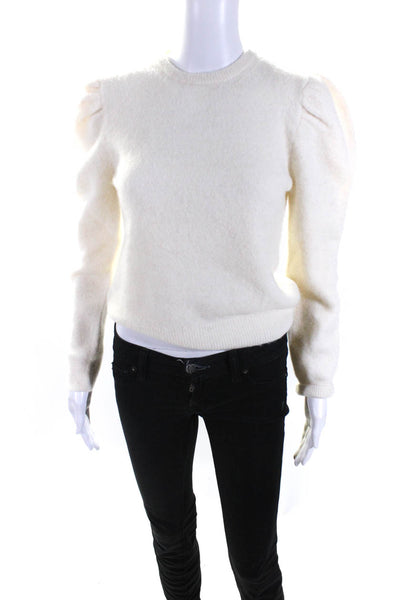 Derek Lam 10 Crosby Women's Crewneck Puff Sleeves Pullover Sweater Ivory Size S