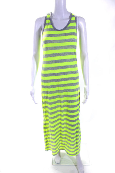 Ingear Womens Yellow/Gray Striped Scoop Neck Sleeveless Tank Dress Size S