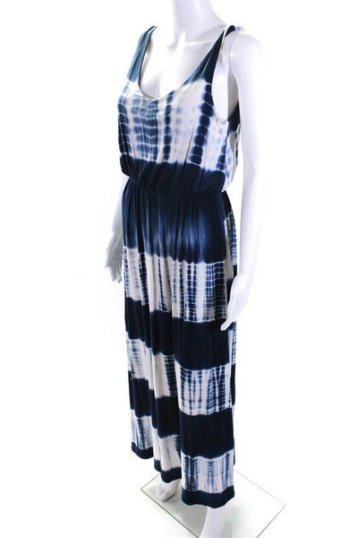 Gilli Womens Blue White Tie Dye Scoop Neck Sleeveless Maxi Dress Size M