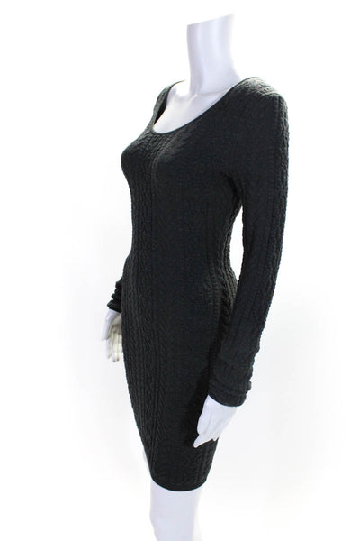 Matty M Womens Long Sleeved Scoop Neck Knit Short Sweater Dress Gray Size XS