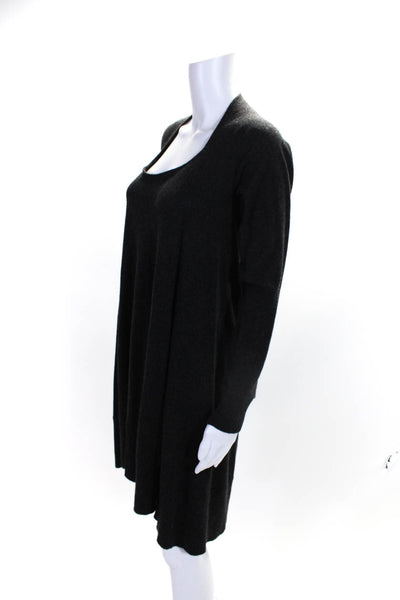 Sundance Womens Long Sleeved Round Neck Tight Knit Sweater Dress Gray Size XS