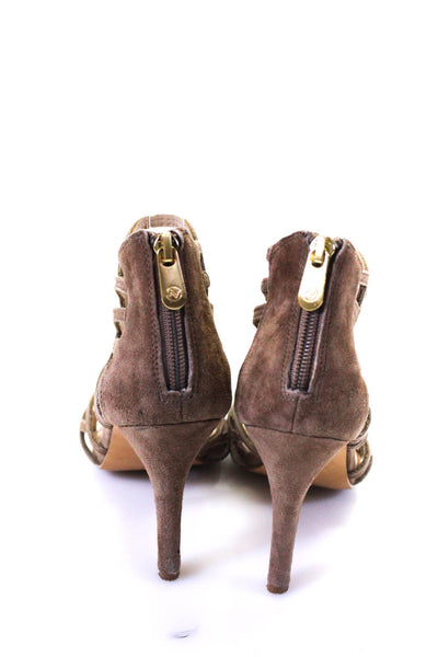 Adrienne Vittadini Womens Suede Cage Cutout Zippered Stiletto Heels Brown Size 7