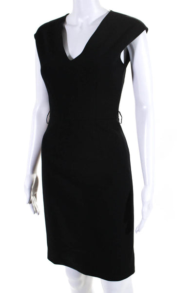 Marc Jacobs Women's V-Neck Sleeveless A-Line Lined Midi Dress Black Size 00